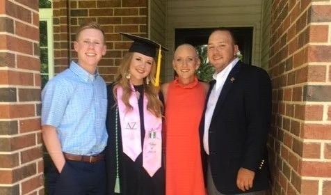 family posing for graduation